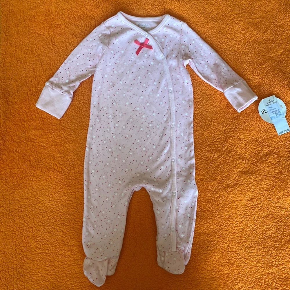 Absorba Footie Baby Girl, Size 6-9 Months, Pink, White Color. - Picture 1 of 5